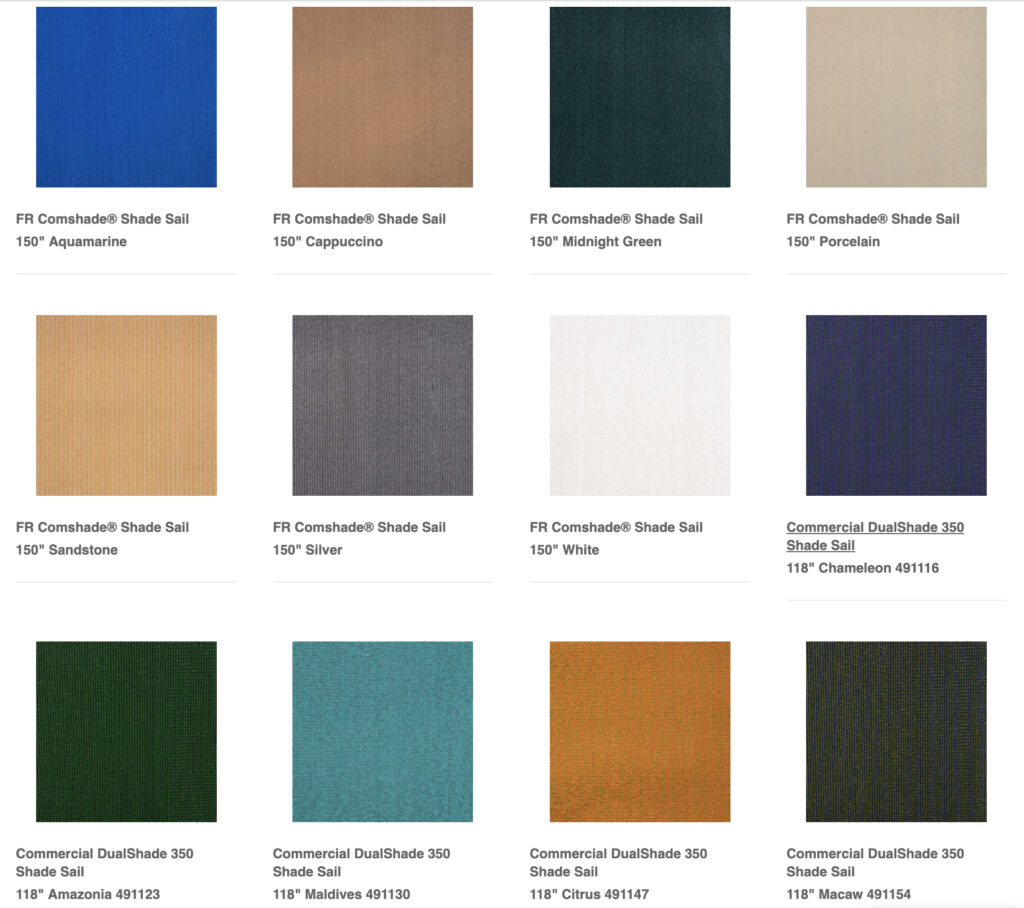 Shade Sails Fabric Color Options Affordable Awnings
